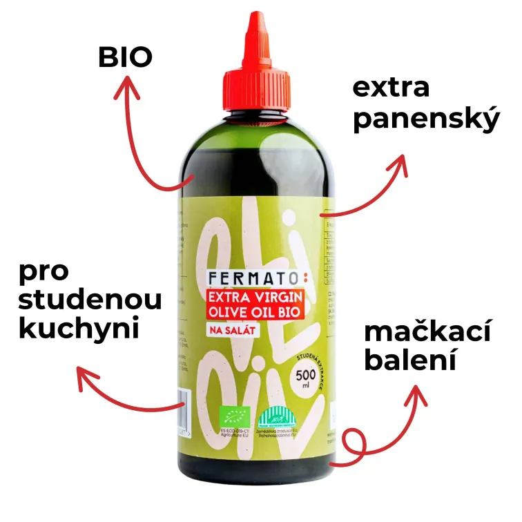 Bio oliváč — extra panenský, mačkací balení pro studenou kuchyni